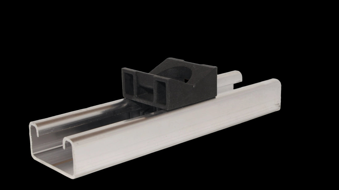 Corrosion-resistant StrutIQ aluminum strut with UniClamp S for outdoor and solar installations