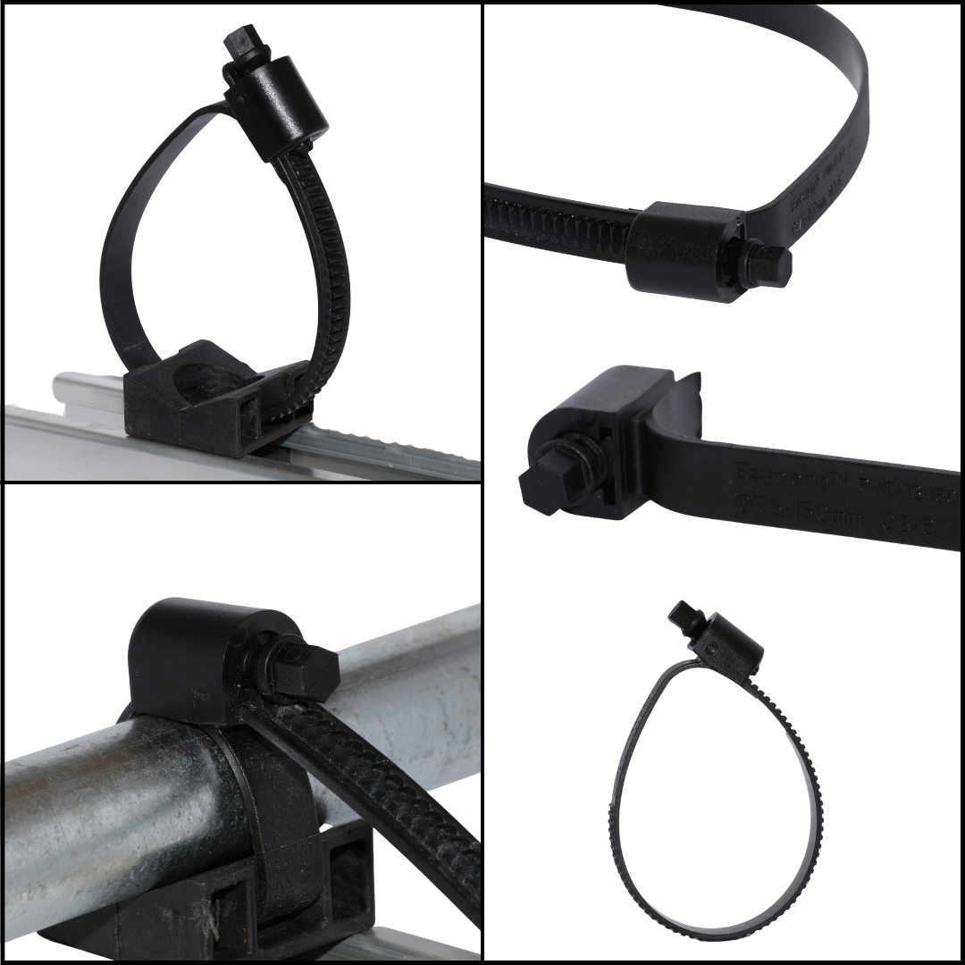 1/2" Ezyclamp PA66 Nylon Worm Drive Hex Screw Hose Clamp - Black Polymer