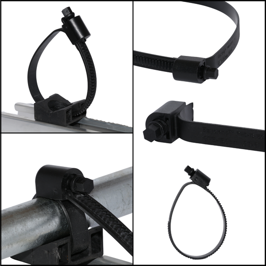 1/2" Ezyclamp PA66 Nylon Worm Drive Hex Screw Hose Clamp - Black Polymer